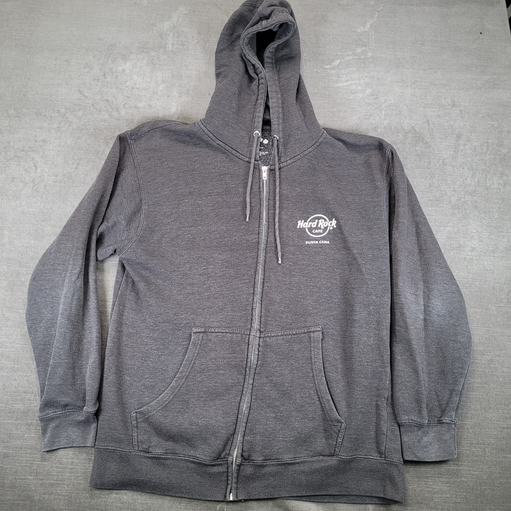 Hard Rock Cafe Punta Cana Queen of Hearts Guitar Zip Up Hoodie Gray Womens XL